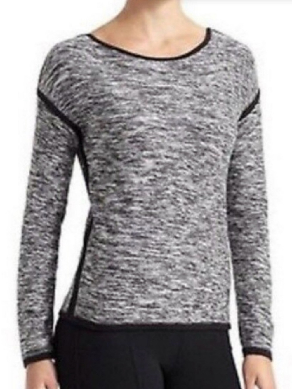* Athleta Black & White Marled Crewneck Retreat Sweater SZ Medium *